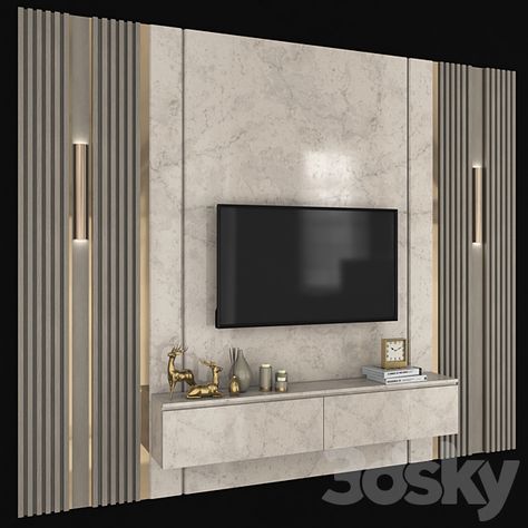 Modern TV Wall set134 - TV Wall - 3D Models Wardrobe Laminate Design, White Wood Paneling, Ruang Tv, Modern Tv Unit Designs, Tv Unit Interior Design, Modern Tv Units, Modern Tv Wall, Wall Tv Unit Design, Tv Room Design