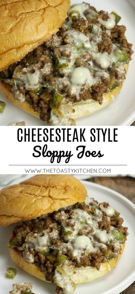 Ground Beef Recipes Philly Cheesesteak, Philly With Ground Beef, Hamburger Meat Philly Cheesesteak, Beef Dinner Meals, Philly Cheesecake Sloppy Joes, Easy Meals To Make With Ground Beef, Easy Dinner Ideas With Beef, No Tomato Sloppy Joes, Ground Beef Dinners For Two