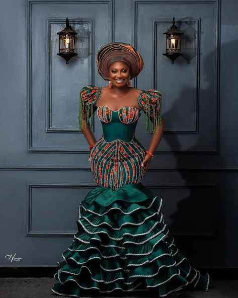 2023's Hottest Ankara Gown Styles: 40 Trending Looks You Can't Miss! | African Fashion Styles, Inspirations Corset Mermaid Dress, African Glamour, Ankara Prom Dress, Robe Kente, Ankara Short Gowns, Ankara Gown, Ankara Gown Styles, African Wedding Dress, Dress African