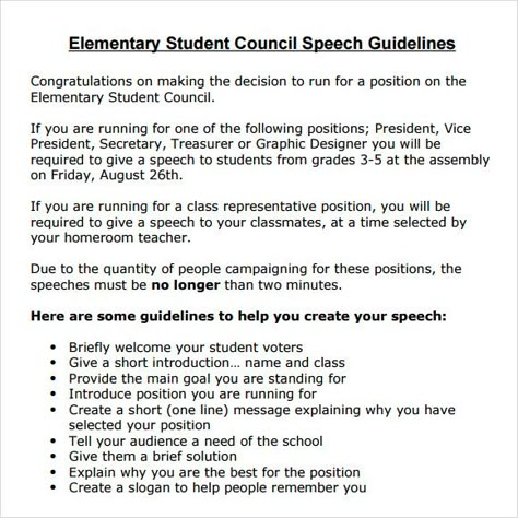 Elementary School Student Council Speech Examples Student Council Speech Ideas, Campaign Speech Ideas Student, Student Council Essay Ideas, School Captain Speech Ideas, Speech Ideas For Student Council, Student Council Campaign Speech, Speech For Student Council, Elementary Student Council Speech, Student Council Speech Examples