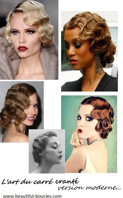 Tutoriel et inspirations carré boucles crantées, coiffure rétro, vintage, années 20-30, version moderne.  #Hairstyle Flapper Hairstyles For Long Hair Gatsby, 20s Hairstyles, Hairstyles 1920s, Retro Hairstyle, Style Année 20, Flapper Hair, Retro Updo, Finger Wave Hair, Vintage Hairstyles Tutorial