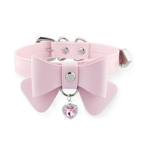 PRICES MAY VARY. 🎈SOFT MATERIAL🎈: This kawaii bow collar for women crafted from high-quality vegan leather with two layers sewn together, not only boasts enhanced firmness but also offers a soft and comfortable feel, ensuring a long-lasting and comfortable wear. 🎈CUTE LEATHER BOW🎈: The heart collar choker's cute leather bow, adorned with a heart-shaped rhinestone, adds a three-dimensional quality to your look, making it stand out from other materials and infusing your style with charm and sw Kawaii Choker, Pet Regression, Pink Choker Necklace, Bow Choker, Pink Choker, Necklace For Girls, Bow Collar, Bow Necklace, Pink Girly Things