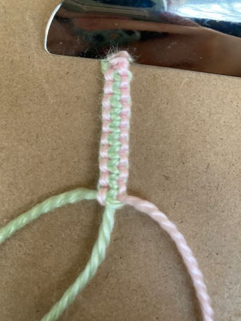 mint green+light pink macrame bracelet :) Pink Friendship Bracelet, Verde Aesthetic, Yarn Macrame, Pink Macrame, Pink And Lavender, Macrame Bracelet, String Bracelet, Macrame Bracelets, Green Light