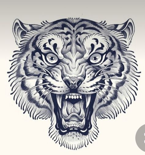 Tiger Head Illustration, Japanese Tiger Head Tattoo, Roaring Tiger Tattoo, Traditional Tiger Head Tattoo, Tiger Head Tattoo Design, Tiger Face Tattoo, Tiger Head Tattoo, Tato Maori, Japanese Tiger Tattoo