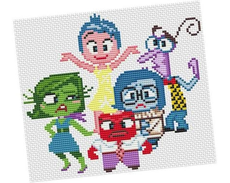 Looking for your next project? You're going to love   INSIDE OUT  Cross stitch Pattern  by designer POWSTITCH. Inside Out Cross Stitch, Disney Patterns, برج الميزان, Mickey Baby, Disney Cross Stitch Patterns, Stitch Cartoon, Disney Cross Stitch, Cross Stitch Heart, Stitch Book