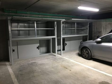 Jaloc Apartment Carpark Garage Storage Ideas - Jaloc Storage Lockers Sliding Door Storage, Garage Storage Ideas, Produce Storage, Vertical Bike, Storage Lockers, Metal Storage Cabinets, Custom Storage, Metal Cabinet, City Apartment