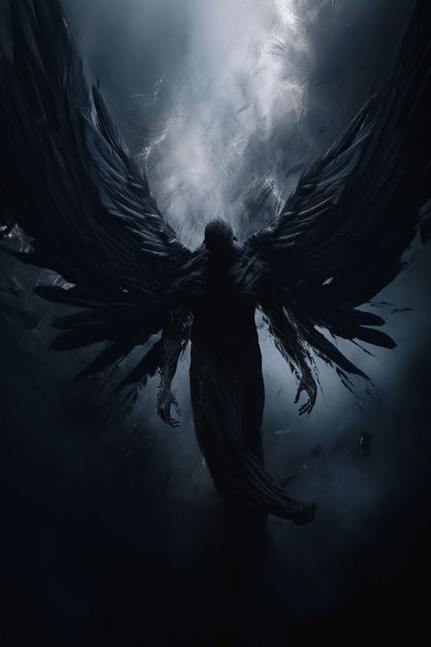 Darkness - Night Scenes, on ArtStation at https://www.artstation.com/artwork/GezZnV Demon Wings Aesthetic, Dark Angel Aesthetic, Winged Demon, Warrior Mentality, Dark Demon, Night Wing, Shadow Creatures, Night Scenes, Demon Wings