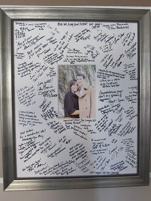 Good idea... did this for our daughters for high school and college graduations but just "framed them" with school-colored poster board so they're easy store when they are ready to put them away. Wedding Guest Signing, Unique Guest Book, Guest Signing, Wedding Guest Book Alternatives, Guest Book Alternatives, Grad Parties, Anniversary Parties, Trendy Wedding, Wedding Guest Book