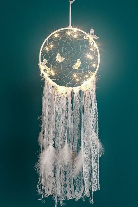 $6 · Feature: 100% brand new and high quality . Quantity: 1pcs Dreamcatcher material:Feathers and lace Light string material: LED Copper wire lamp Uses: home decoration, festival gifts, Photo Props… Butterfly Lights, Dreamcatcher Ideas, Atrapasueños Diy, Dreamcatcher Diy, Dream Catcher Ideas, Bedroom Romantic, Dream Catcher Tutorial, Dream Catcher Decor, Feather Diy