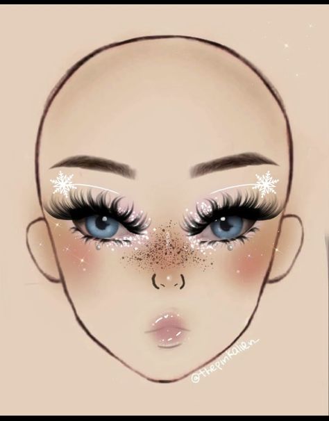 Snowflake Makeup, Disney Eye Makeup, Goth Eye Makeup, Xmas Makeup, Makeup Charts, Christmas Eye Makeup, Makeup Drawing, Holiday Makeup Looks, Cute Eye Makeup