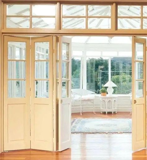 Falttür Interior Door With Window, Folding French Doors, Folding Doors Interior, Living Room Door, Glass Doors Interior, Timber Door, Doors And Windows, French Doors Interior, Folding Doors