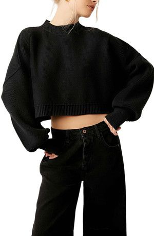 Favorite Statement Color - Mia Mia Mine Crop Pullover Outfits, Black Crop Sweater Outfit, Cropped Pullover Outfits, Saint Laurent Hobo Bag, Crop Sweater Outfit, Festive Holiday Outfits, Cropped Sweater Outfit, Crew Neck Sweater Outfit, Black Crop Sweater