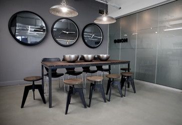 Noise Digital Offices - modern - Spaces - Vancouver - Gaile Guevara Industrial Break Room, Cafeteria Table, Workspace Decor, Office Break Room, Office Design Inspiration, Room Store, Modern Country Style, Build A House, Work Space Decor