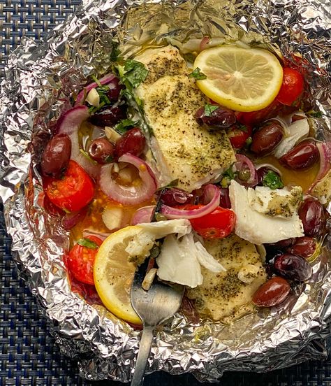 Baked Fish In Foil, Mediterranean Baked Fish, Fish In Foil, Fish In Foil Packets, Foil Fish, Citrus Fish, Fish Friday, Foil Packs, Foil Packet Meals