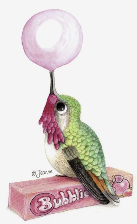 Cartoon Hummingbird Tattoo, Cute Hummingbird Illustration, Funny Birds Drawing, Watercolor Cute Animals, Cute Hummingbird Drawing, Draw Hummingbird, Hummingbird Cartoon, Cartoon Hummingbird, Bird Art Drawing