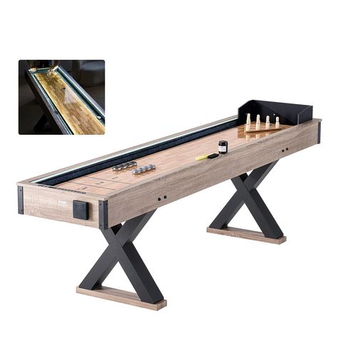 PRICES MAY VARY. 9 FT Shuffleboard Table: The 9-foot length provides ample space for exciting gameplay, while integrated LED lighting spotlights the action, making every game more thrilling and visually appealing. 2 Games in 1: Double your fun with our 2-in-1 shuffleboard that offers two games in one. Enjoy the traditional shuffleboard game or switch things up with a fun game of bowling. This dual-game feature ensures endless entertainment for players of all ages. Glossy Playfield: Our shufflebo Family Game Room, Shuffleboard Tables, Foldable Stool, Velvet Office Chair, Golf Carts For Sale, Shuffleboard Table, Game Room Family, Board Game Table, Massage Table