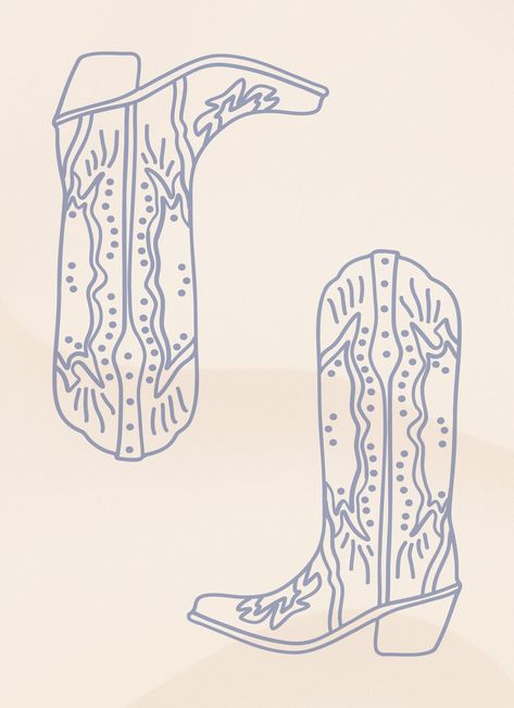 Coastal Cowboy Boots Aesthetic Print Blue Cowboy Boots Print, Aesthetic Graphics Design, Blue Cowgirl Boots Wallpaper, Cowboy Boot Background, Costal Cowboy Hat, Cowgirl Aesthetic Drawing, Cowboy Boot Line Drawing, Coastal Cowboy Aesthetic Bedroom, Costal Cowgirl Wall Art