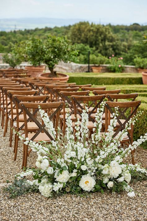 Ceremony Entrance Flowers, Ceremony Entrance Decor, Wedding Ceremony Entrance, Entrance Flowers, Ceremony Flowers Aisle, Seafoam Wedding, Outside Wedding Ceremonies, Wedding Cermony, Rustic Italian Wedding