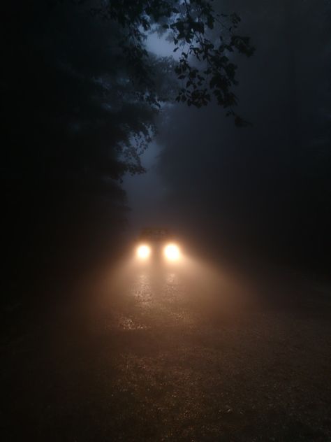 Discovered by {V}. Find images and videos about light and creepy on We Heart It - the app to get lost in what you love. Headlights Aesthetic, Foggy Headlights, Creepy Photography, Halloween Horror, Small Town, Photographic Print, We Heart It, Lost, Road