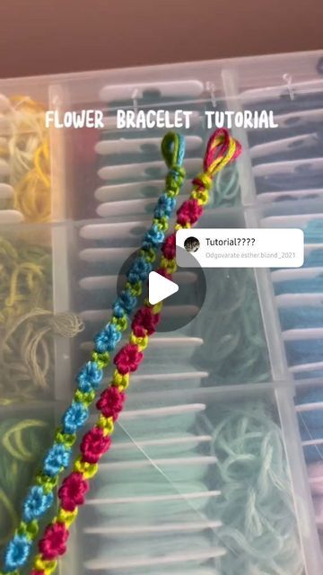 kyokushu on Instagram: "So many of you were asking for a tutorial, so here you go!❤️ Big shoutout to @madebyeleanorr for making these great videos and tutorials, check out her page!😁 #jewelry #jewellery #jewelrygram #jewelrydesign #jewelryaddict #bracelets #braceletlover #stringbracelets #summerbracelets #friendshipbracelets #fyp" Flower Bracelet Tutorial Thread, Flower Embroidery Bracelet, Flower Thread Bracelets, Flower Bracelet Tutorial String, Flower Bracelet String, Embroidery Thread Bracelets Tutorial, String Bracelets Tutorial, Friendship Bracelets Videos, Flower String Bracelet