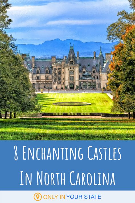 Discover 8 beautiful castles in North Carolina! From abandoned estates to medieval micro castles you can rent to the best wedding venues, we've got it all. Don't miss the Biltmore Estate, one of the most magical castles in America. #castles #abandonedplaces #weddingideas #fantasy Image by Donna Kirby from Pixabay Castles In Usa, Castles In America, The Biltmore Estate, Only In Your State, European Village, Usa Roadtrip, North Carolina Travel, Castle Aesthetic, The Biltmore