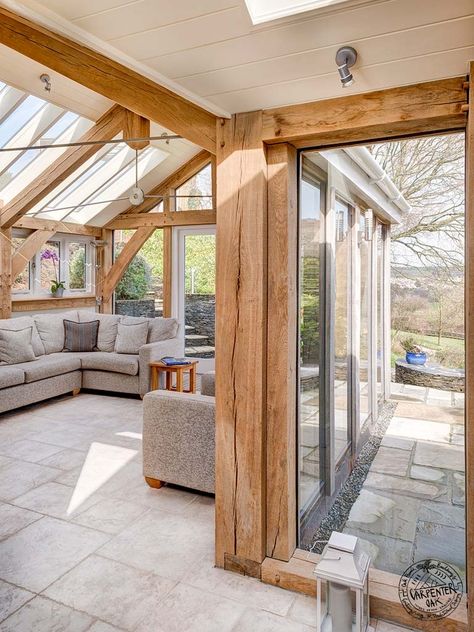 Oak Framed Extensions, Oak Frame House, Garden Room Extensions, Timber Frame House, A Frame Cabins, Room Extensions, Sunroom Designs, House Extension Design, Design Frame