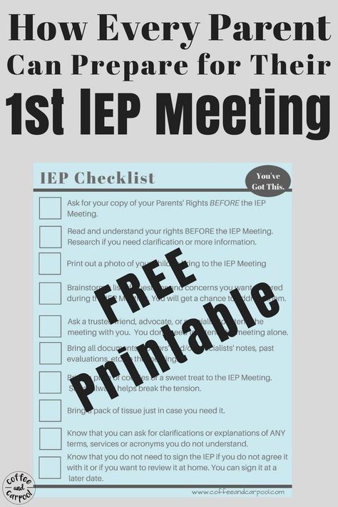 Prepare for your 1st IEP Meeting. Free printable checklist to do before your child's IEP Meeting #freeprintable #checklist #IEP #specialneeds Iep Meeting Parents, Iep Organization For Parents, Iep Binder For Parents Free, Free Iep Binder Printables, Iep For Parents, Iep Binder For Parents, Mediation Ideas, Iep Checklist, Iep Meeting Checklist