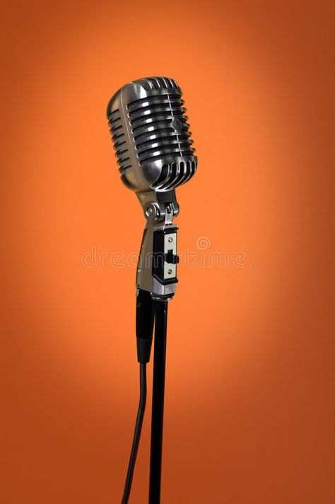 70s Microphone, Orange Microphone, Old Microphone, Music Microphone, Orange Rooms, Background Orange, Christmas Cover, Vintage Background, Vintage Microphone