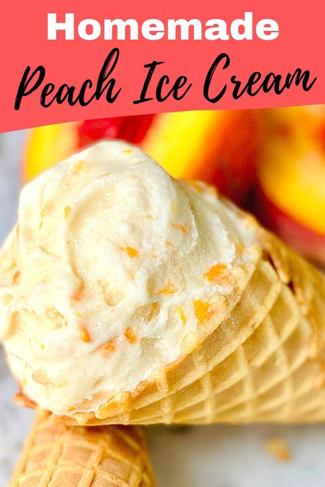 Peach Homemade Ice Cream Recipe, Homemade Fruit Ice Cream Recipes, Home Made Peach Ice Cream, Ice Cream Freezer Recipes, Peach Ice Cream Homemade, Easy Peach Ice Cream, Homemade Ice Cream Maker, Peach Ice Cream Recipe, Homemade Peach Ice Cream