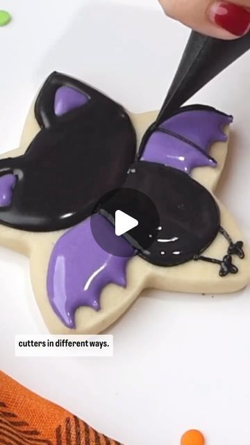 Maddie Gartmann on Instagram: "Share this cookie idea with your bestie for your upcoming baking/spooky movie night. (Not sure if that’s actually a thing but I think I now need to make that a thing, don’t you?)

 I originally saw this design posted by @thebearfootbaker a few years back so please give her all the credit for the genius idea. 

Decorating cookies, Halloween treats, bat cookies, cookie flips, Halloween cookies, reels for kids, Halloween diy, royal icing, sugar cookies, satisfying" Halloween Swirl Cookies, Spider Decorated Cookies, Owl Cookies Decorated Royal Icing, Halloween Spider Cookies Decorated, Witch Hat Cookies Royal Icing, Bat Cookies Royal Icing, Easy Halloween Sugar Cookies, Halloween Cookie Sticks, Halloween Decorated Cookies Royal Icing