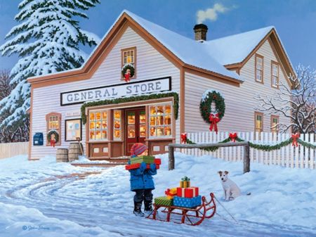 John Sloane Art, Jimmy Lawlor, Store Drawing, Stop Shopping, 500 Piece Jigsaw Puzzles, American Folk Art, Old Fashioned Christmas, Christmas Past, Christmas Memory