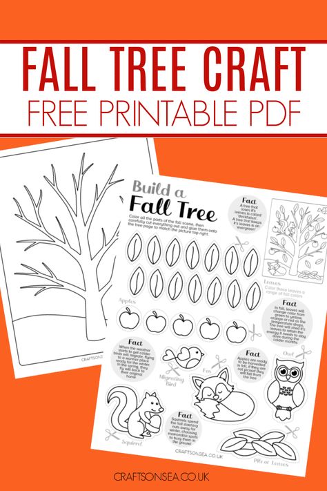 Fall Tree Printable (FREE Cut and Paste Craft) Free Printable Fall Tree, Fall After School Activities, Fall Tree Kindergarten, Fall Ideas Kindergarten, Fall Preschool Printables Free, Free Fall Kindergarten Printables, Fall Craft Kindergarten Free, Autumn Lesson Plans For Preschool, Free Fall Crafts For Kids