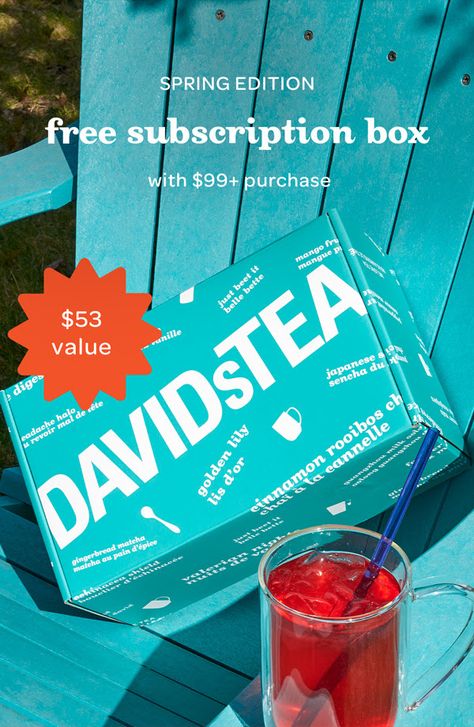 David’s Tea deal: get a FREE Spring 2021 David’s Tea Tasting Club box with $99+ purchase! David's Tea Deal: FREE Spring 2021 David's Tea Tasting Club Box With $99 Purchase! → https://hellosubscription.com/2021/07/davids-tea-deal-free-spring-2021-davids-tea-tasting-club-box-with-99-purchase/ #DavidsTea, #DavidsTeaTastingClub #subscriptionbox Tea Club, Davids Tea, Tea Tasting, Tea Blends, Subscription Boxes, Tea House, Loose Leaf Tea, Black Tea, Subscription Box