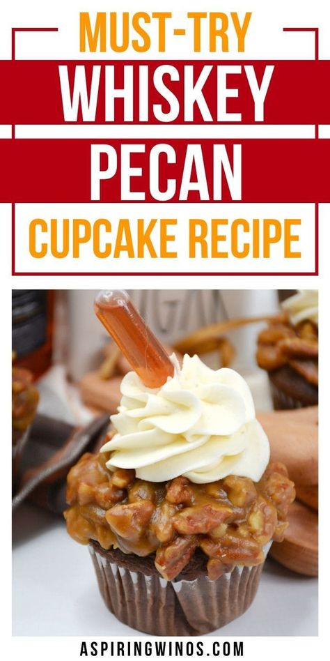 Whisky Pecan Cupcakes | Whisky Recipes | Pecan Cupcakes | Whisky Pecan Chocolate Cupcakes | Cupcake Recipes #WhiskyPecanCupcakes #WhiskyRecipes #ChocolateCupcakes #WhiskyCupcakes #PecanCupcakes Whisky Cupcakes, Whisky Cake Recipe, Whisky Recipes, Whiskey Cupcakes, Pecan Cupcakes, Chocolate Pecans, Boozy Cupcakes, Pecan Chocolate, Triple Chocolate Cake