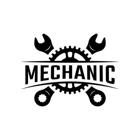 Mechanic service logo design vector isolated on white background. Mobile Mechanic Logo, Machinist Logo, Mechanical Logo Design, Mechanic Logo Design, Mechanic Logo, Engineer Design, Service Logo Design, Motor Mechanics, Mechanics Logo