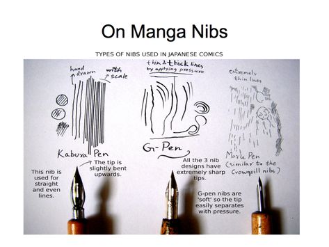 Kabura Pen, G-Pen and Maru Pen are the holy trinity of inking tools for Mangaka. Calligraphy Pen Drawing, Manga Pens, Ink Pen Art, Comic Book Layout, Art Advice, Notebook Cover Design, The Holy Trinity, Art Basics, How To Write Calligraphy