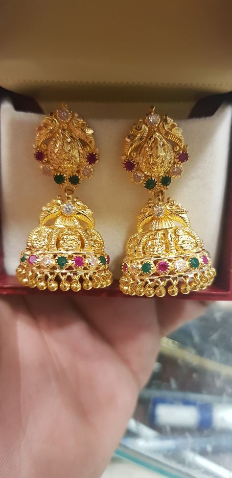 Ashtalakshmi jhumki 15 grams @SHAGUN JEWELLERS ALWAL Jumkhas Earrings Gold, Buttalu Earrings Gold In 12 Grams, Gold Buttalu In 5 Grams, Jumkas Gold With Grams, Gold Jhumkas With Grams, Jumkis Indian Jewelry Gold, Jumkis Indian Jewelry, Jhumki Designs Gold, Jhumki Earrings Gold