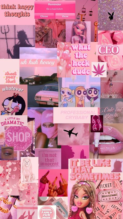 Pink Asthetics Photos Wallpaper Collage, Pink Wallper Aesthetic, Pink Bratz Aesthetic Wallpaper, Capricorn Wallpapers, 00s Aesthetic Pink, 00s Aesthetic Wallpaper, Y2k Aesthetic Wallpaper Pink, Pink Y2k Wallpaper, Aesthetic Wallpaper Black