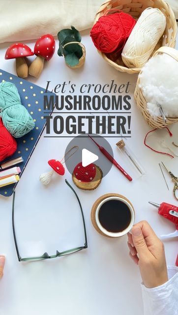 Kezban🌻 on Instagram: "🍄Dudef’s free mushroom pattern🍄 Let’s crochet mushrooms together! Enjoy it!🍄 MATERIALS -2,20 mm or a hook that fits your yarn         -Scissors -Tapestry needle for sewing -Schachenmayr Catania yarn -Fiberfill  -Paper yarn                            ~~~~~~~~~~~~~~~~~~~~~~~~~~~~ ABBREVIATIONS Mr: Magic ring                           Sc: Single crochet                       Inc: Increase                            Dec: Decrease                           Rnd-Rnds: Round-Rounds                St-Sts: Stitch-Stitches (…): The number of sts you should have at the end of each round or row. (…)- times: Repeat the instructions x times.  ~~~~~~~~~~~~~~~~~~~~~~~~~~~~~ 🍄STEM Rnd 1) 6sc in a mr (6) Rnd 2) 2sc in each st around (12) Rnd 3) (1sc, 1inc)- 6 times (18) Rnd 4) (2s Free Mushroom Pattern, Crochet Mushrooms, Paper Yarn, Mushroom Pattern, Crochet Mushroom, Magic Ring, A Hook, Tapestry Needle, Enjoy It