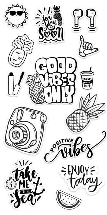 Printable Sticker Sheets, Preppy Stickers, Black And White Stickers, Iphone Case Stickers, Tumblr Stickers, Bullet Journal Diy, Scrapbook Stickers Printable, Apple Wallpaper Iphone, Black Stickers