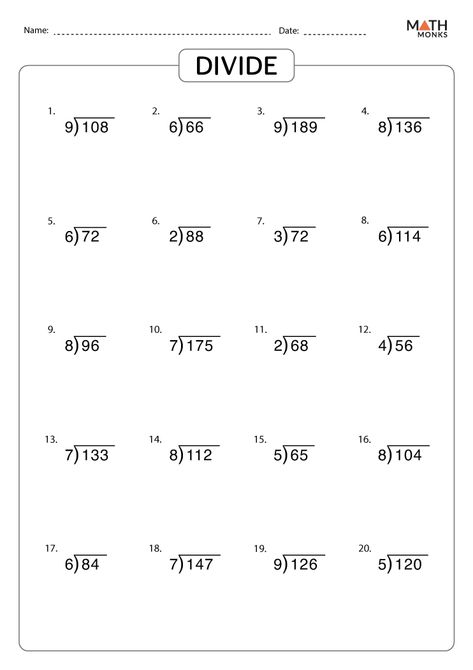 3rd Grade Division Worksheets - Math Monks Math Worksheets 3rd Grade Free Printable Division, Class 3rd Math Worksheet, Bus Stop Method Division, 3rd Class Maths Worksheet, Grade 4 Division, Division Worksheets For Grade 2, Class 3 Maths Worksheet, Maths Worksheets Grade 2, Division Worksheets 3rd Grade