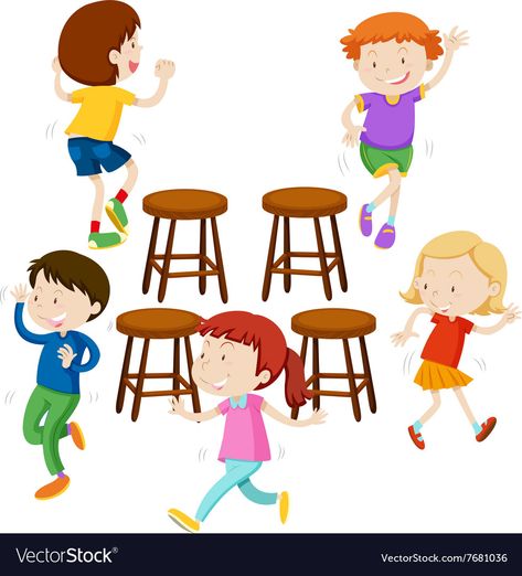 Musical Chairs Game, Musical Chair, Chair Drawing, Musical Chairs, Shabby Chic Table And Chairs, Fun Outdoor Games, Dance Games, Children Playing, English Lessons For Kids