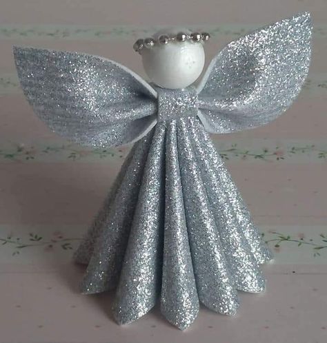 Glitter Foam Christmas Ornaments Angels, Diy Angel Crafts, Foamiran Christmas Ornaments, Paper Christmas Angels, Angels Diy Crafts, Homemade Angel Ornaments, Glitter Foam Angels, Angel Diy Crafts, Angel Crafts Christmas