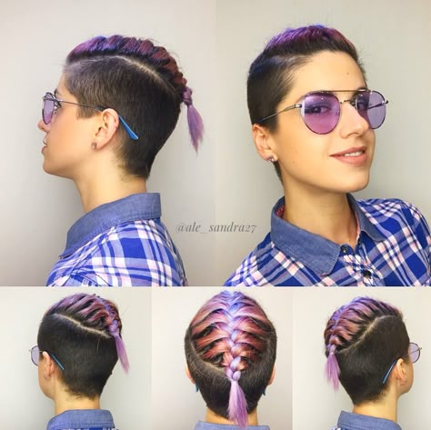 Undercut French Braid, 360 Undercut Women, Undercut Updo Hairstyles, Undercut Haircut Women, Pixie Hawk, Braided Pixie, Undercut Braids, Braid Beauty, Pixie 360