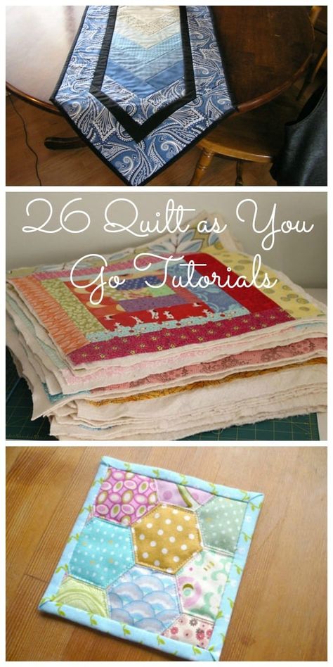 Learn how to stitch with your machine the quilt as you go method! So many options and tutorials to choose from. It's not just for quilts! Patch Blanket, Quilt As You Go, Diy Bricolage, Techniques Couture, Quilting For Beginners, Quilting Techniques, Rag Quilt, Patchwork Patterns, Sewing Projects For Beginners