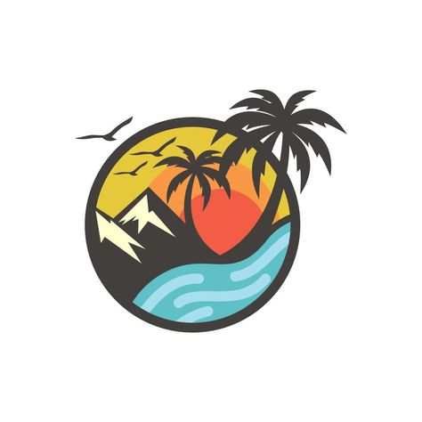 beach logo design vector template Beach Logo Design, Beach Logo, Vector Template, 로고 디자인, Design Vector, Vector Art, Vector Free, Surfing, The Beach