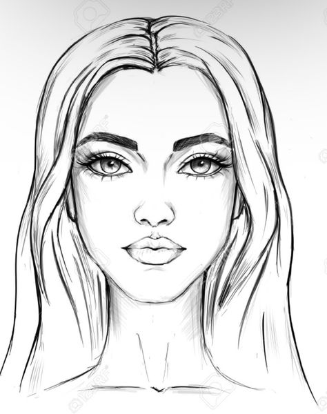 Fashion Design Face Sketch, Fashion Face Drawing, Face Template Drawing, Quick Fashion Sketch, Fashion Illustration Face, Face Outline, Female Face Drawing, Face Template, Fashion Figure Drawing