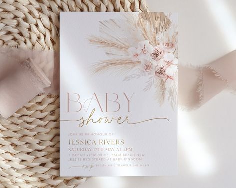 Baby Shower Boho, Boho Baby Shower Invitations, Baby Shower Invitaciones, Baby Invitations, Shower Bebe, Flower Invitation, Invitation Baby Shower, Baby Shower Invite, Baby Bear Baby Shower