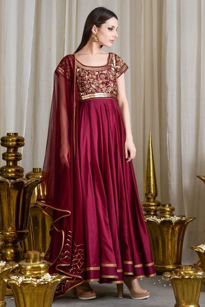 Sahil Kochhar, Chanderi Anarkali, Designer Anarkali Dresses, Anarkali Dresses, Women Kurta, Designer Anarkali, Party Wear Indian Dresses, Indian Weddings, Buy Wine