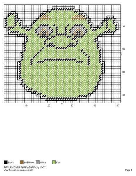 Shrek Perler Bead Patterns, Shrek Cross Stitch, Shrek Perler Beads, Shrek Perler, Shrek Pixel Art, Shrek Characters, Disney Patterns, Shrek Character, Canvas Stitch